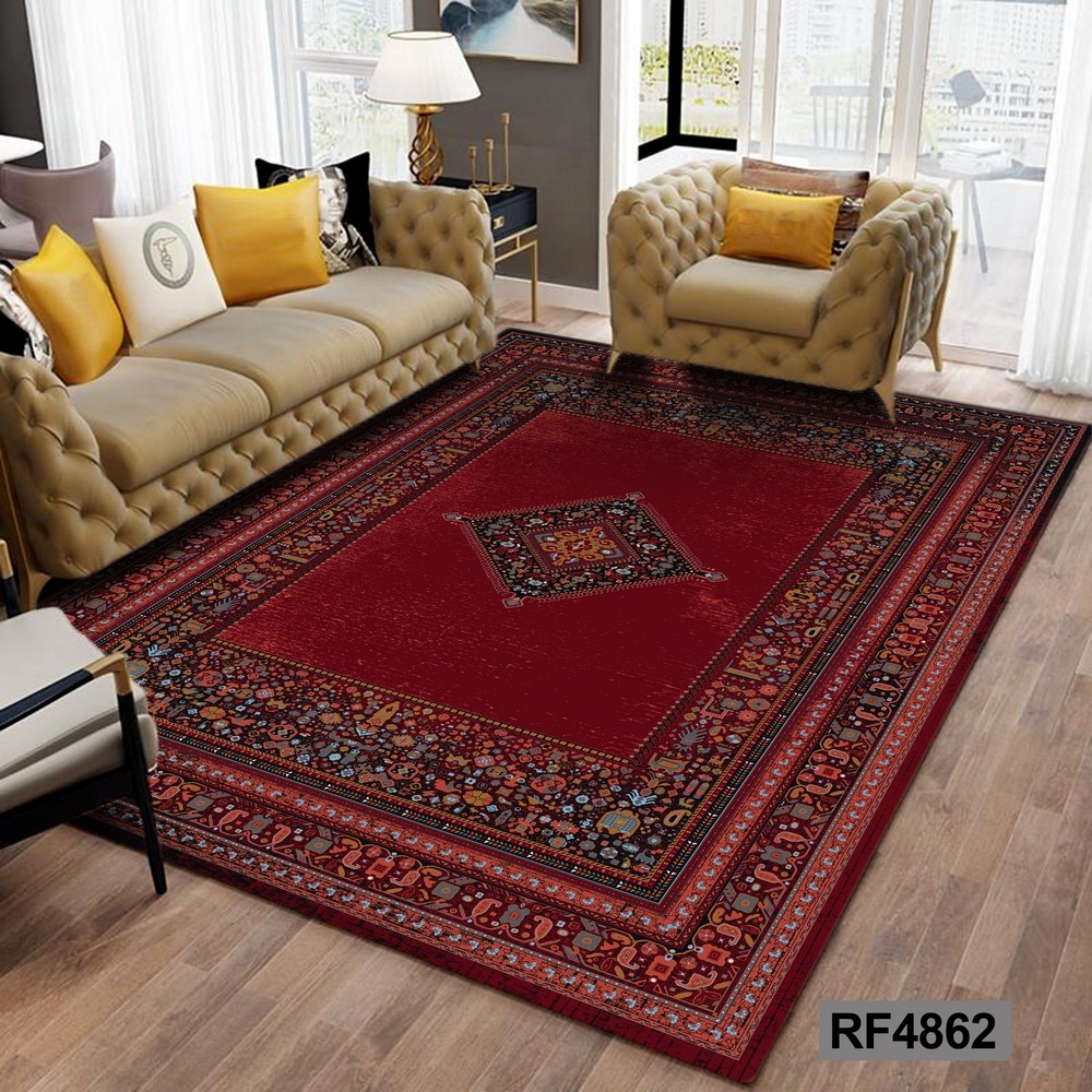 فرشینه ۹ متری رنگ لاکی طرح سنتی