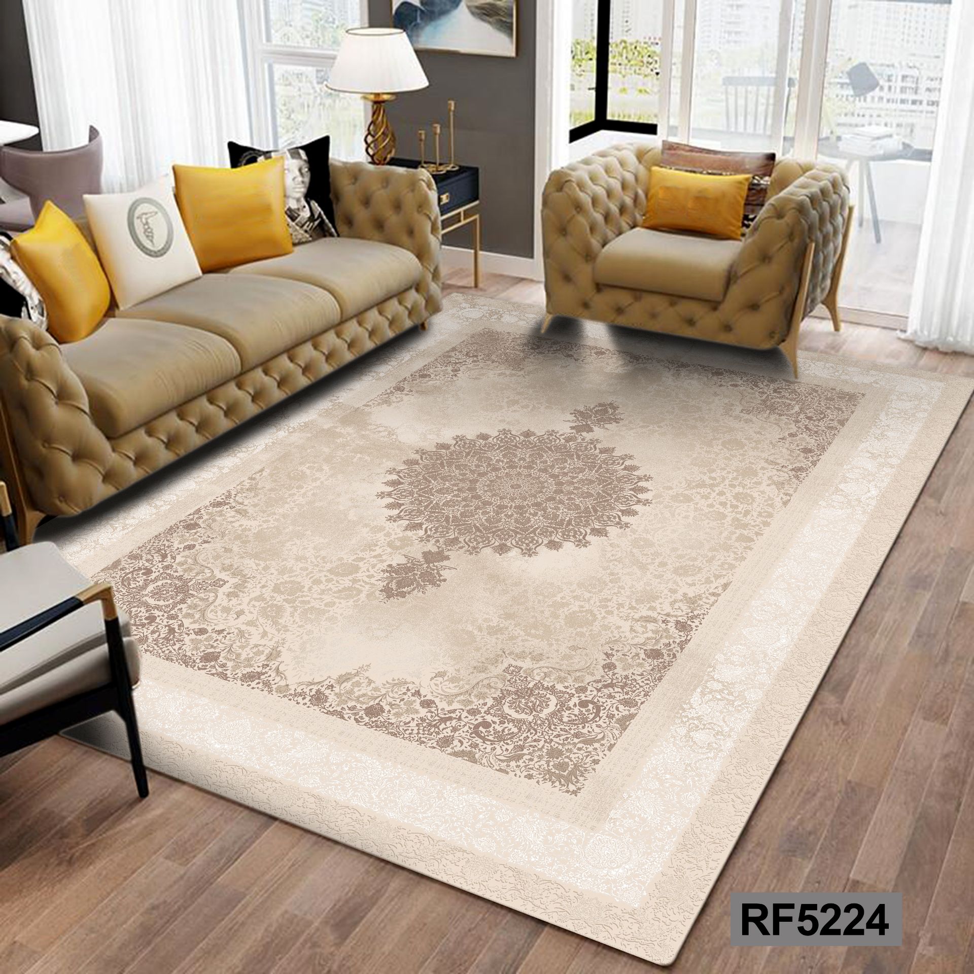 فرشینه ۹ متری رنگ کرمی روشن